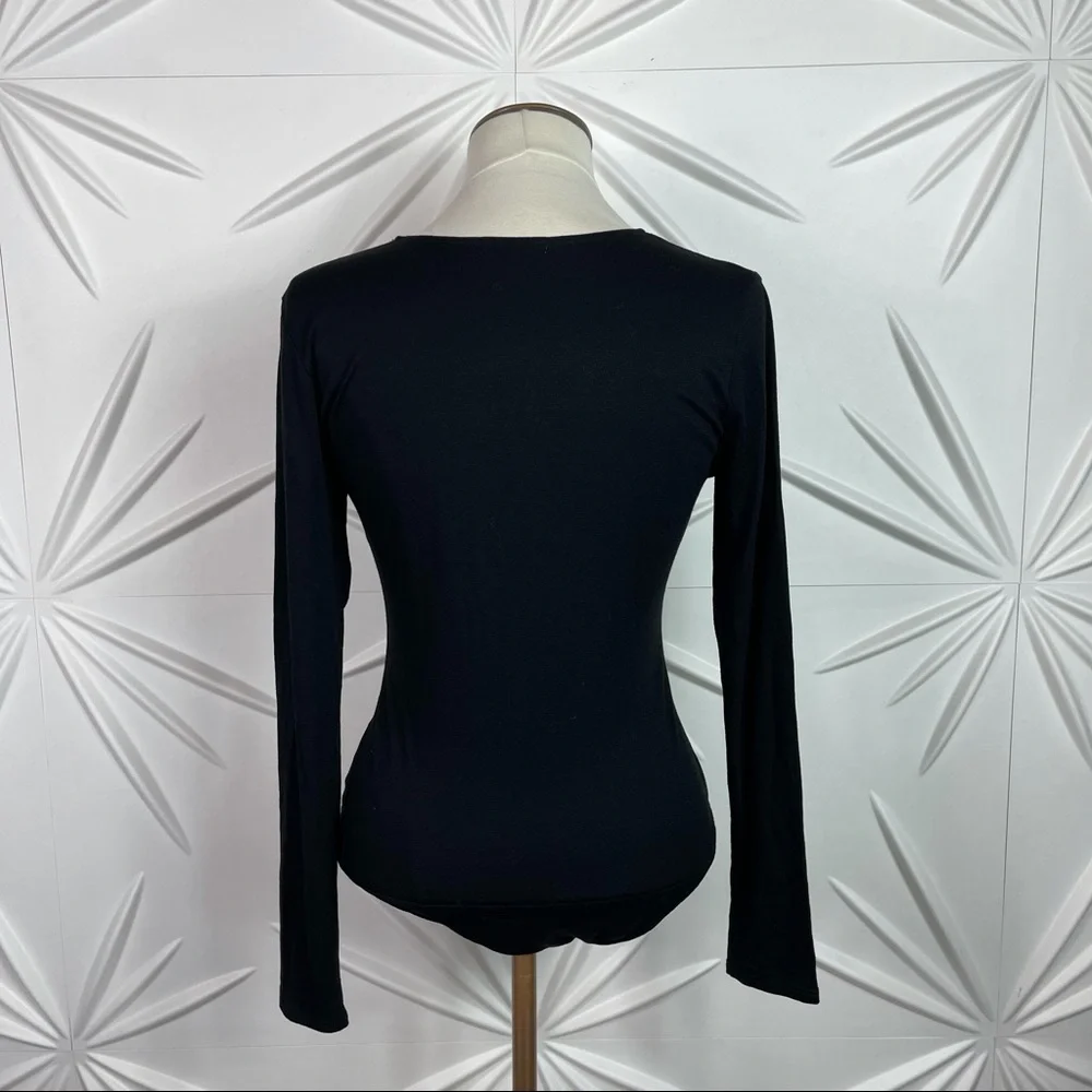 Bodysuit Plunging Neck Line & Gold Buttons - Picture 5 of 9